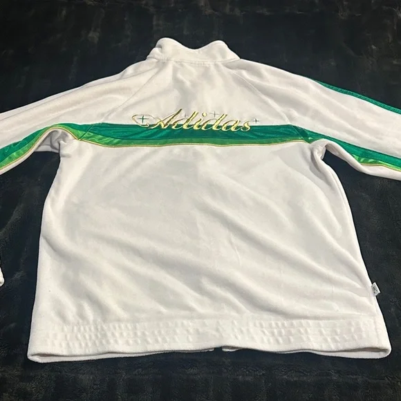 Adidas White gold and Green Track Jacket with gold hardware & Stars and zippers - Picture 6 of 10